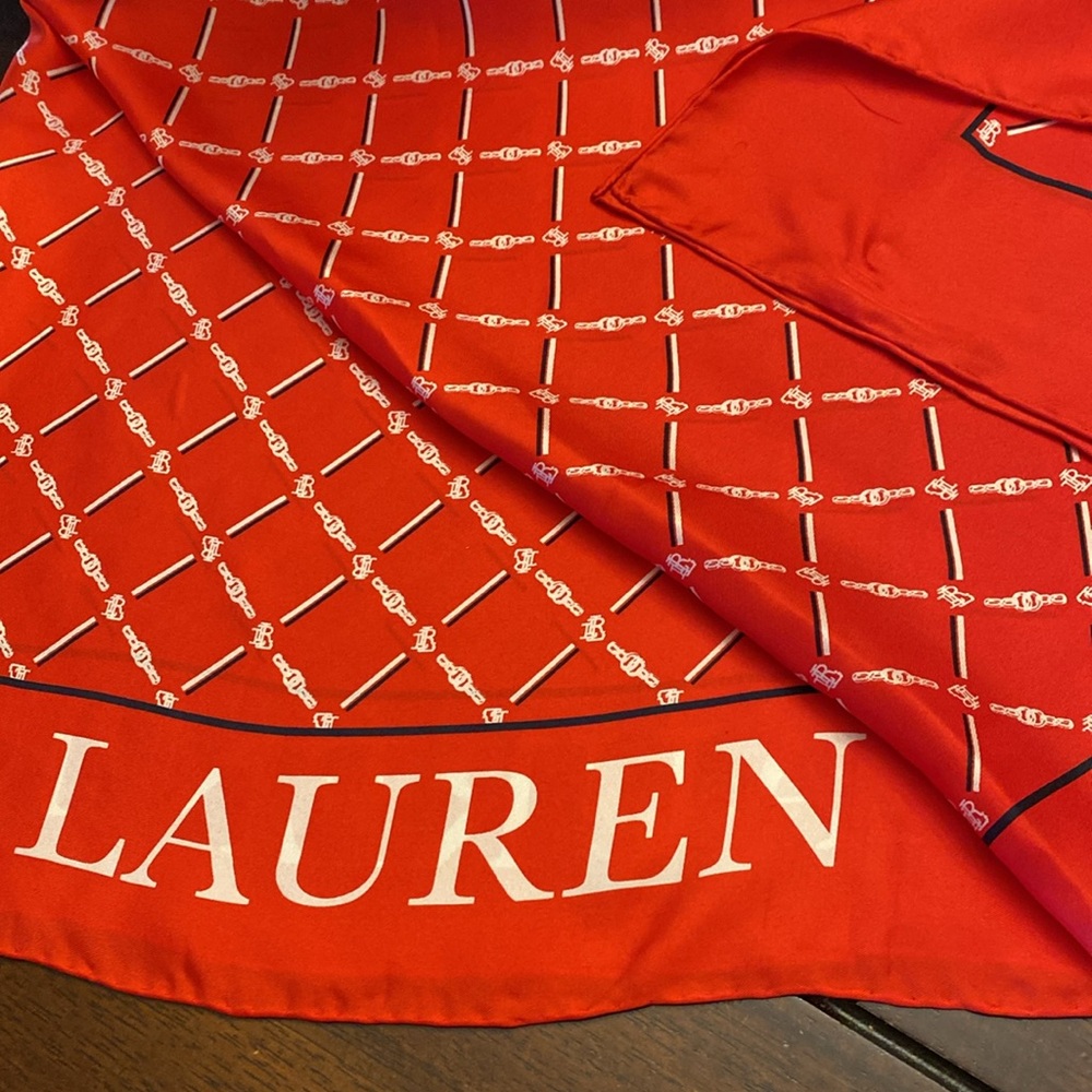Lauren Ralph Lauren Large Logo Silk Twill Scarf - Picture 6 of 7